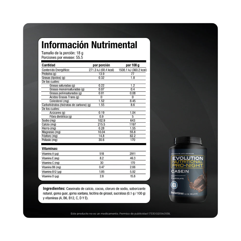 Evolution Pro-Night — Proteína De Caseinato De Calcio 1000g Chocolate | YourTop Store