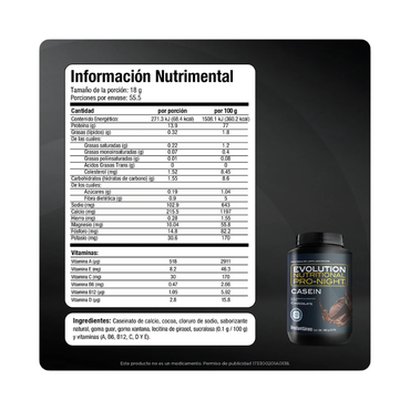 Evolution Pro-Night — Proteína De Caseinato De Calcio 1000g Chocolate | YourTop Store