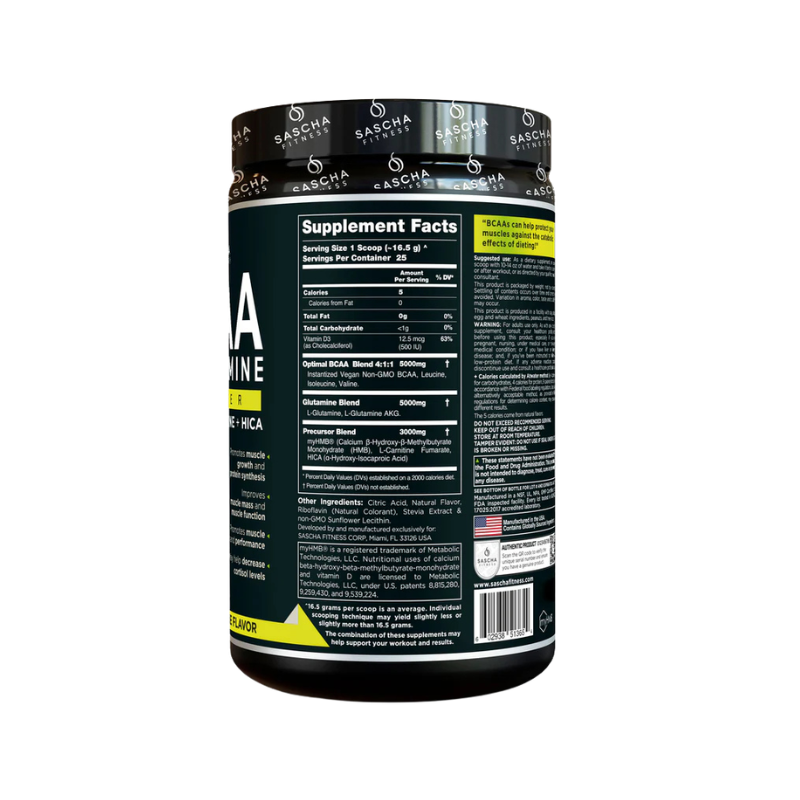 Sascha Fitnnes BCAAs Natural Lemon Lime — Aminoácidos de Cadena Ramificada para Resistencia | YourTop Store