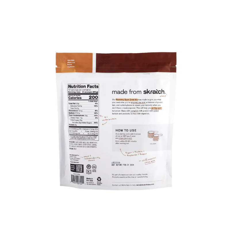 Skratch Labs Sport Recovery Drink Mix — Bebida de Recuperación Post-Entreno | YourTop Store
